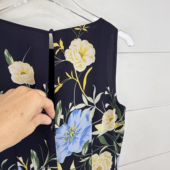 HOBBS‎ LONDON CARLY MIDI FLORAL DRESS Navy Sleeveless Tea Brunch Wedding Women 4 - Picture 10 of 16